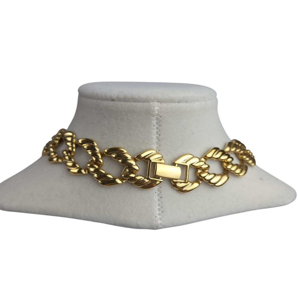 Vintage Napier Gold Tone Chunky Chain Collar Necklace 16" Statement Rope Knot - Picture 5 of 8